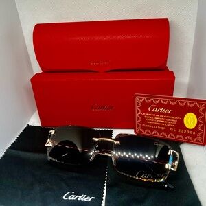 Cartier Black and Gold Women's Sunglasses